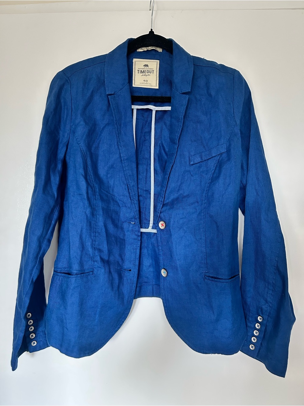 Timeout Royal Blue Linen Blazer - Women's Tailored Jacket. Brand New!